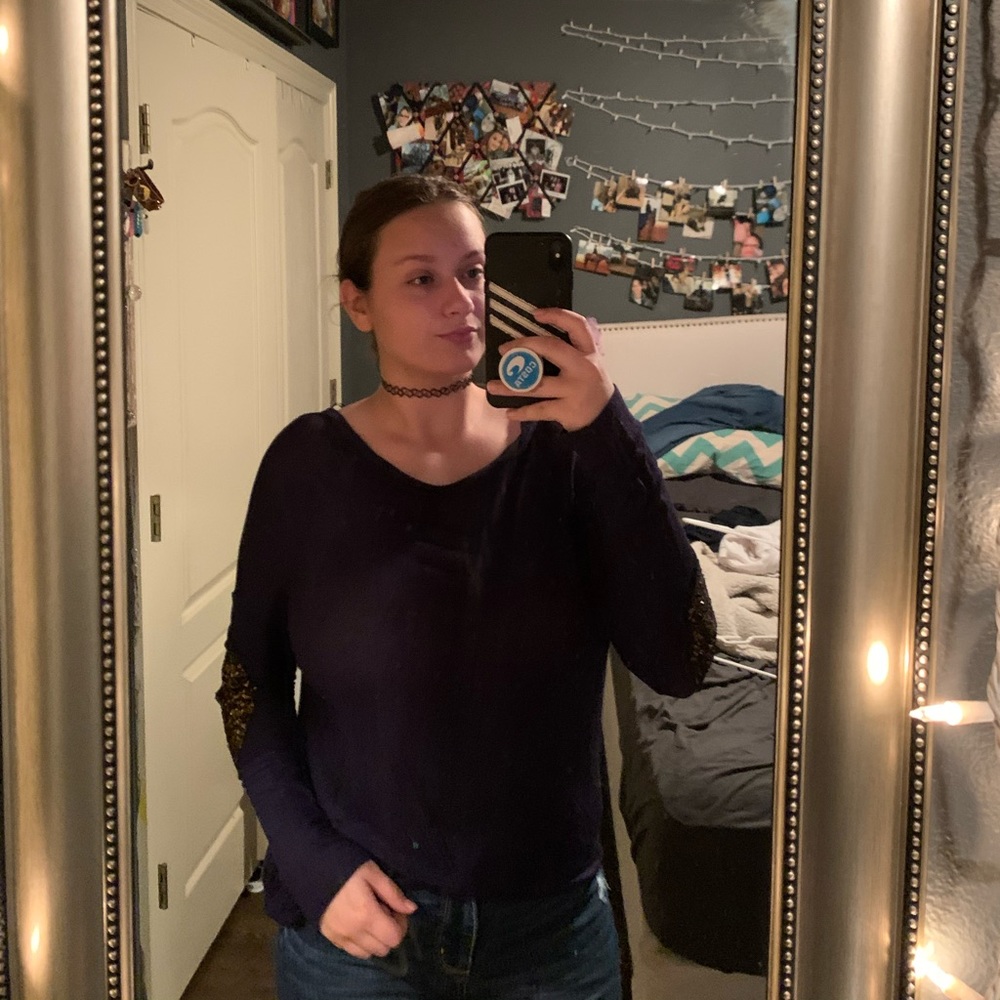 Sequin Elbow Patch Top